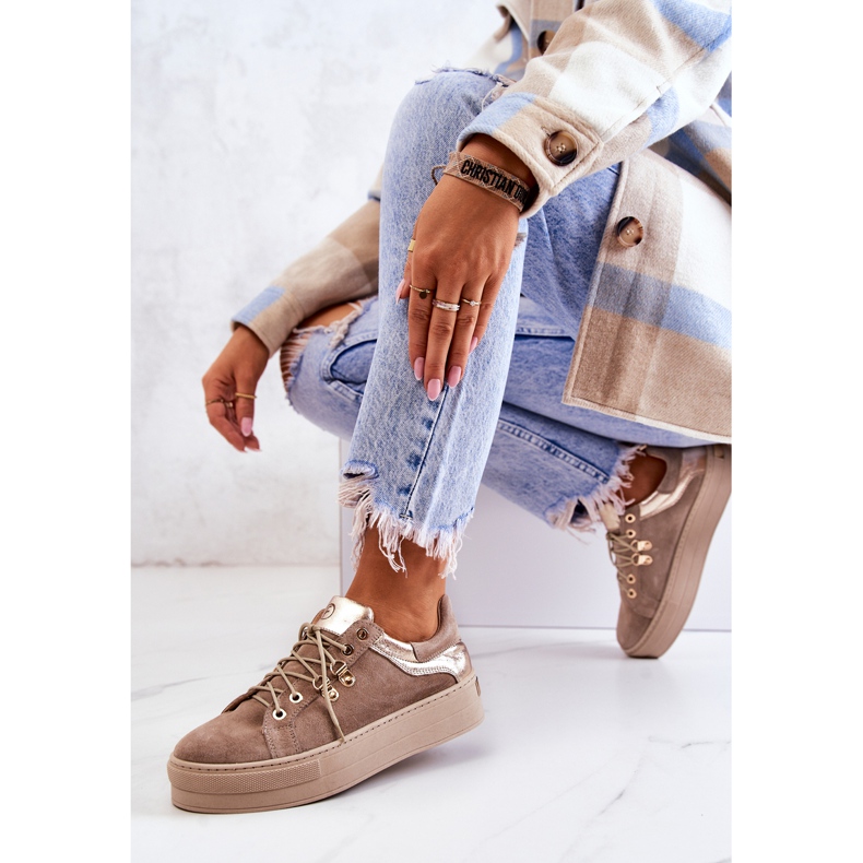 PF1 Lädersportskor på en beige Mary Ann-plattform 2