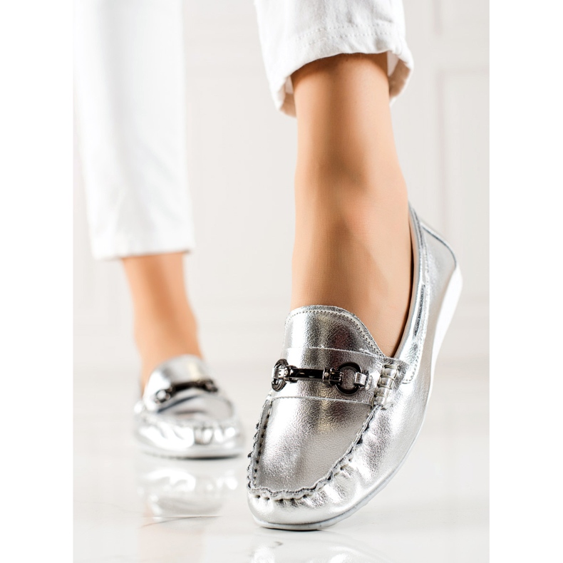 Goodin Silver Läder Loafers silver- 1