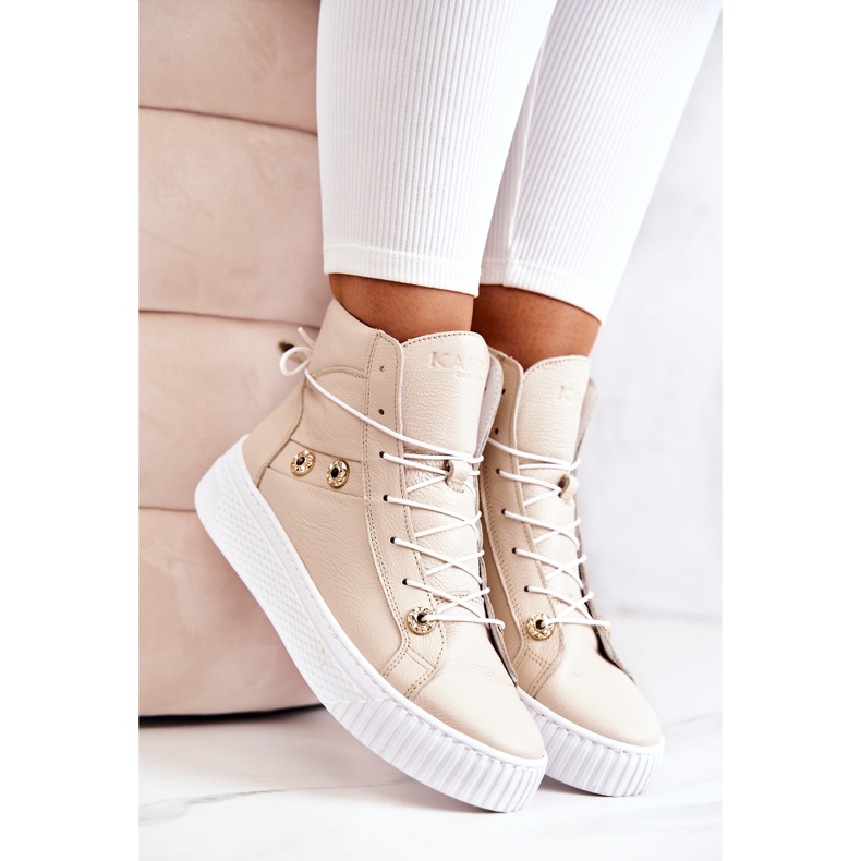 PK1 High Boot Läder Sneakers Beige Ashlee 1