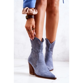 FB1 Genombrutna Cowboystövlar På En Stolpe Blå Caroline 2