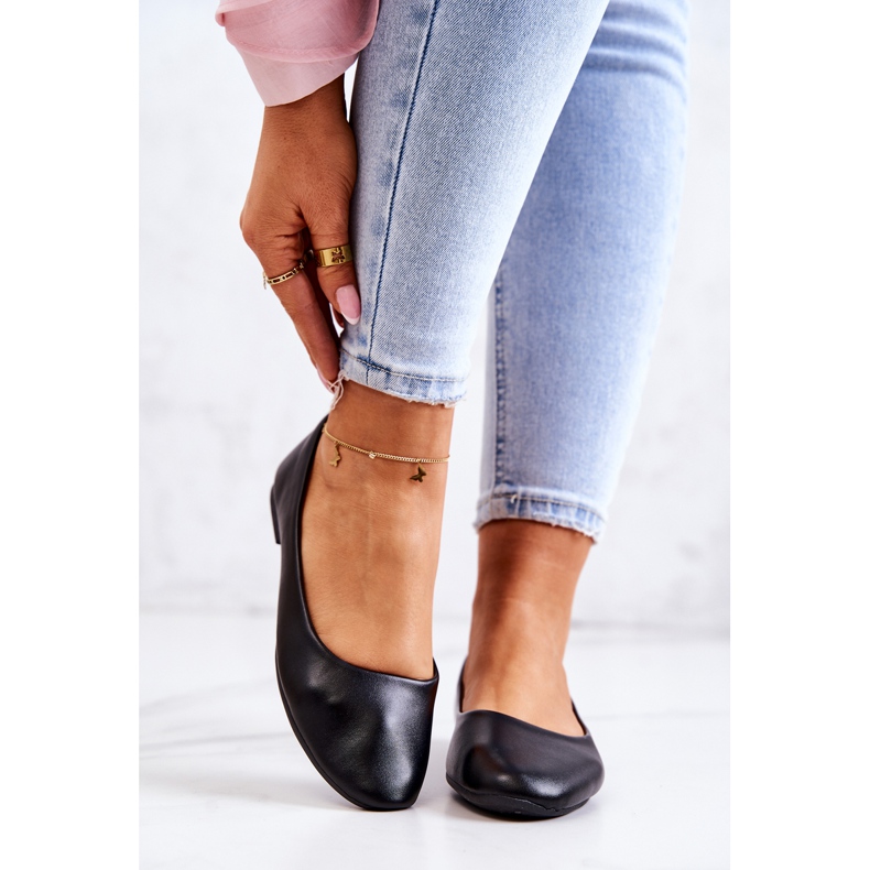 Klassiska ballerinaskor i läder Svart 2