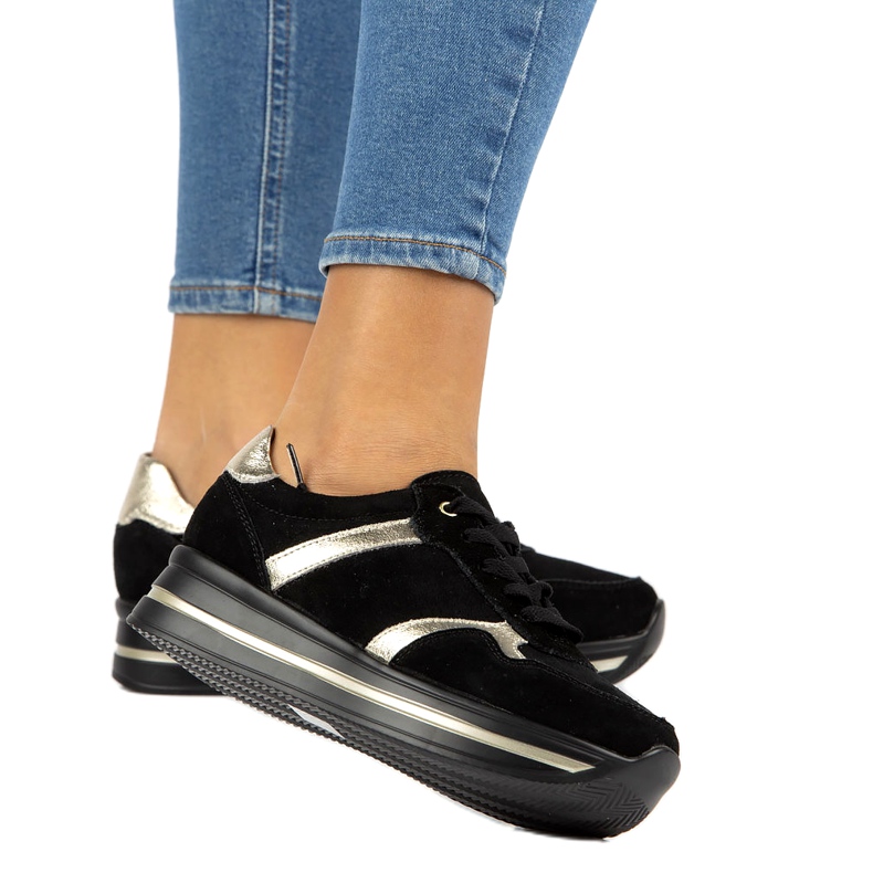 Sneakers i mocka i läder Filippo DP2004 / 21 svarta 4