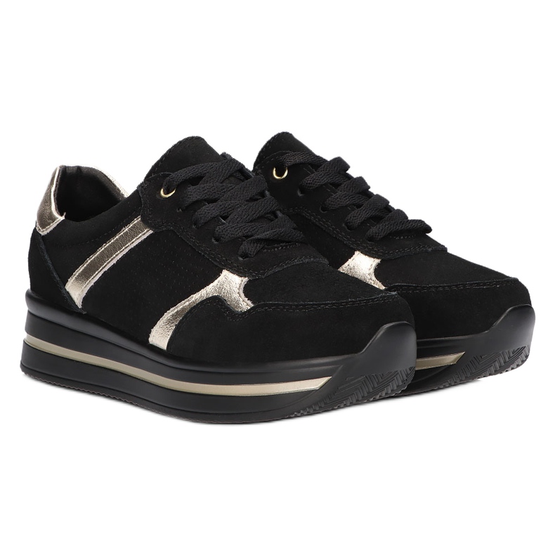 Sneakers i mocka i läder Filippo DP2004 / 21 svarta 3