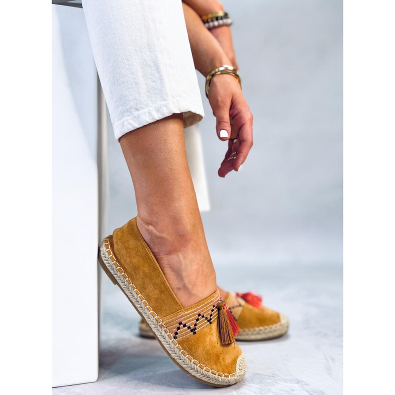 Boho espadrillor med Birna Camel fransar brun 2