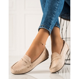 TRENDI Klassiska loafers i mocka beige 1