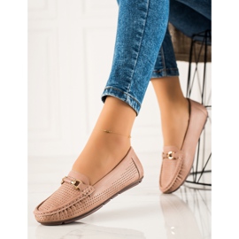 Primavera Genombrutna loafers med ornament beige rosa 1