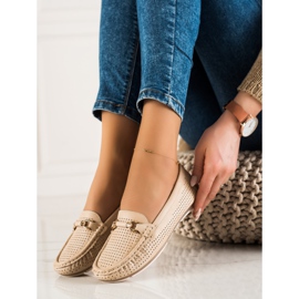 Primavera Genombrutna loafers med ornament beige 1