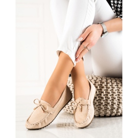 TRENDI Loafers i mocka med rosett beige 1