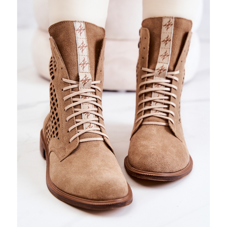 Genombrutna läderskor knutna Nicole Camel 2696 brun 1