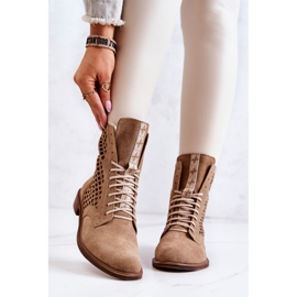 Genombrutna läderskor knutna Nicole Camel 2696 brun 2