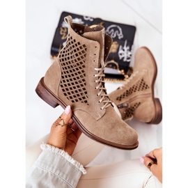 Genombrutna läderstövlar med knuten Nicole Ljusbrun 2696 1