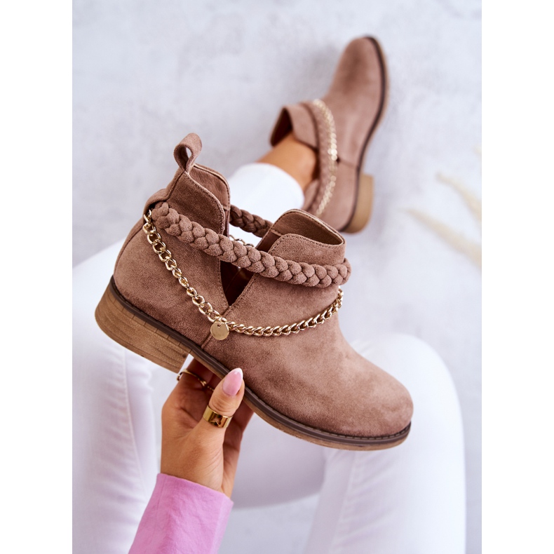 PS1 Stövlar i mocka med kedja Brun Talitha 1
