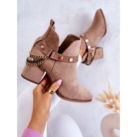 PS1 Mocka damstövlar med kedjor Mörkbeige Tracy 1