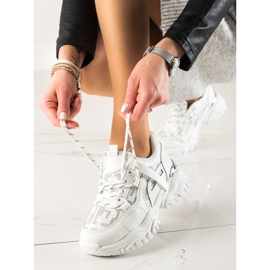 Trendiga sneakers med glitter vit 1
