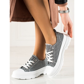 Bona Lågrutiga sneakers vit svart 1