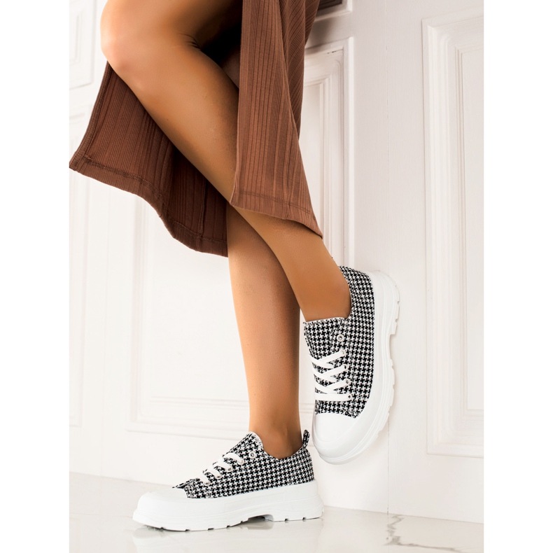 Bona Lågrutiga sneakers vit svart 2