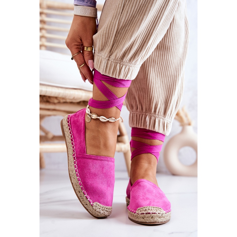 FB1 Tied Mocka Espadrilles Fuchsia Ismanne rosa 2
