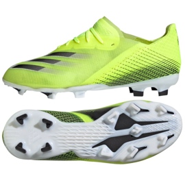 Adidas X Ghosted.1 Fg Jr FW6955 fotbollsskor vit, gul-grön neon grön 1