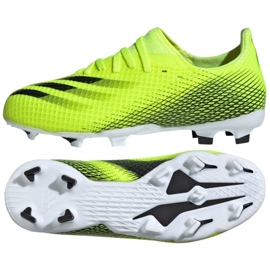 Adidas X Ghosted.3 Fg Jr FW6934 fotbollsskor vit, gul-grön neon grön 1