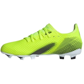 Adidas X Ghosted.3 Fg Jr FW6934 fotbollsskor vit, gulgrön neon grön 2