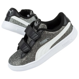 Puma Smash V2 Glitz Glam Jr 367380 04 svart silver- 1