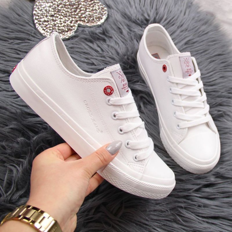 Lågt sneakers i ekologisk läder Cross Jeans W INT1140B vit 1