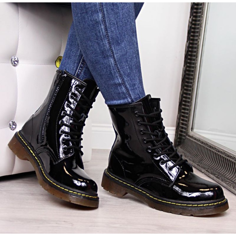 Läderlackerade stövlar Filippo W PAW78 isolerade svart 2