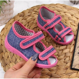 Nazo TEX4B hemmatofflor, marinblå och rosa 1