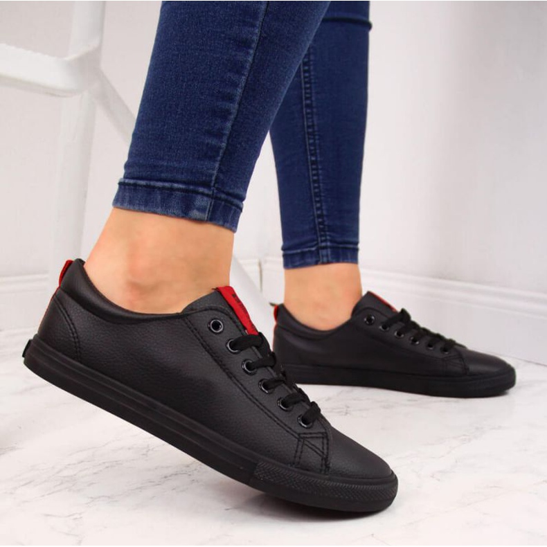 Big Star DD274687 svarta låga sneakers i ekoläder 2