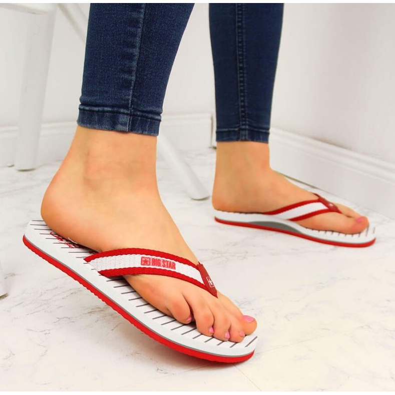 Big Star W DD274A249 röda strandflipflops vit 2