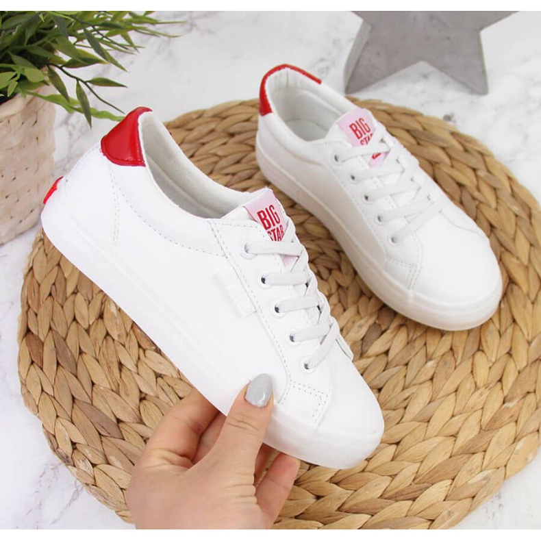 Låg eko läder sneakers Big Star Jr DD374134 vit brun 1