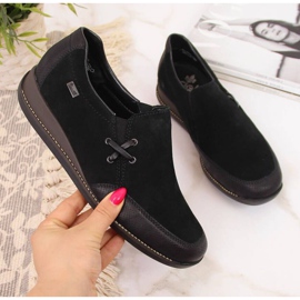 Läderskor med kil, svart W Rieker 44259 1