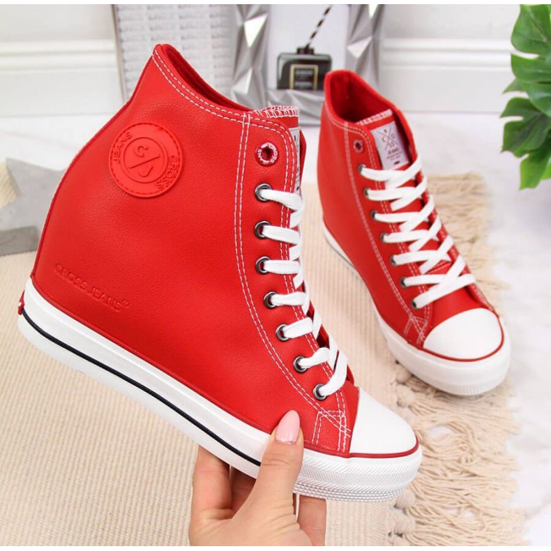 Sneakers på kilen Cross Jeans W II2R4026C röd vit 1