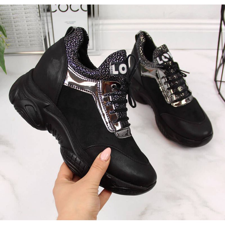 BM Sneakers på en dold kil Navy Dot W WOL9 svart 1