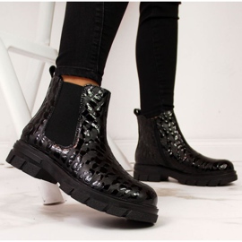 Läderisolerade stövlar Rieker W Z9152-00 svart vit 2