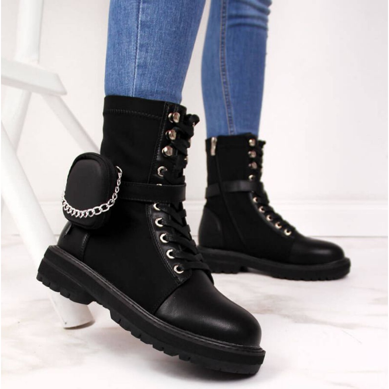 Läderstövlar med fickan Goe W II2N4024 svart 2