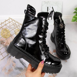 Svartlackerade läderstövlar Filippo W PAW297 1