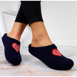 Hem tofflor med hjärta Panto Fino W INT1631 marinblå 1