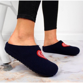 Hem tofflor med hjärta Panto Fino W INT1631 marinblå 2