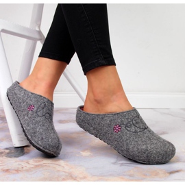 Tofflor med broderi Panto Fino W INT1632 grå 1