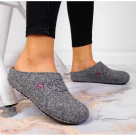 Tofflor med broderi Panto Fino W INT1632 grå 2