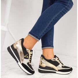 Wedge sneakers Vinceza W WM747B svart och guld gyllene 2