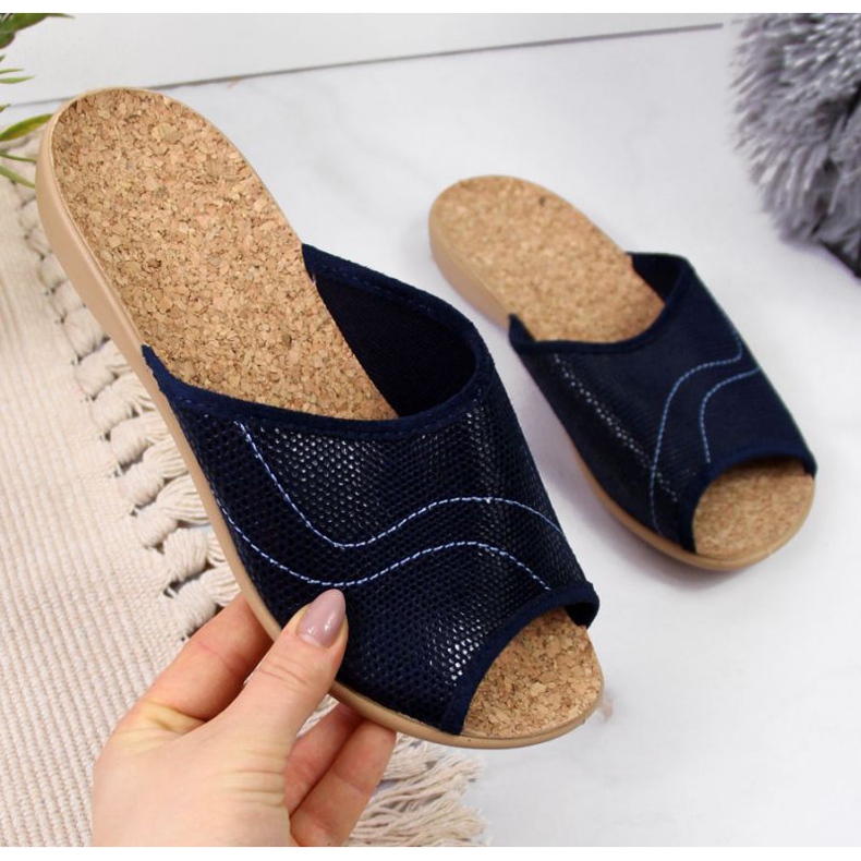 Hemmetofflor kork Befado W BEF17F marinblå 1