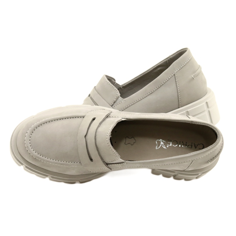 Women's Leather Loafers Caprice 24755-28 217 Gray grå 7