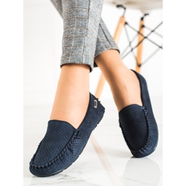 Goodin Openwork Loafers med mocka blå 1