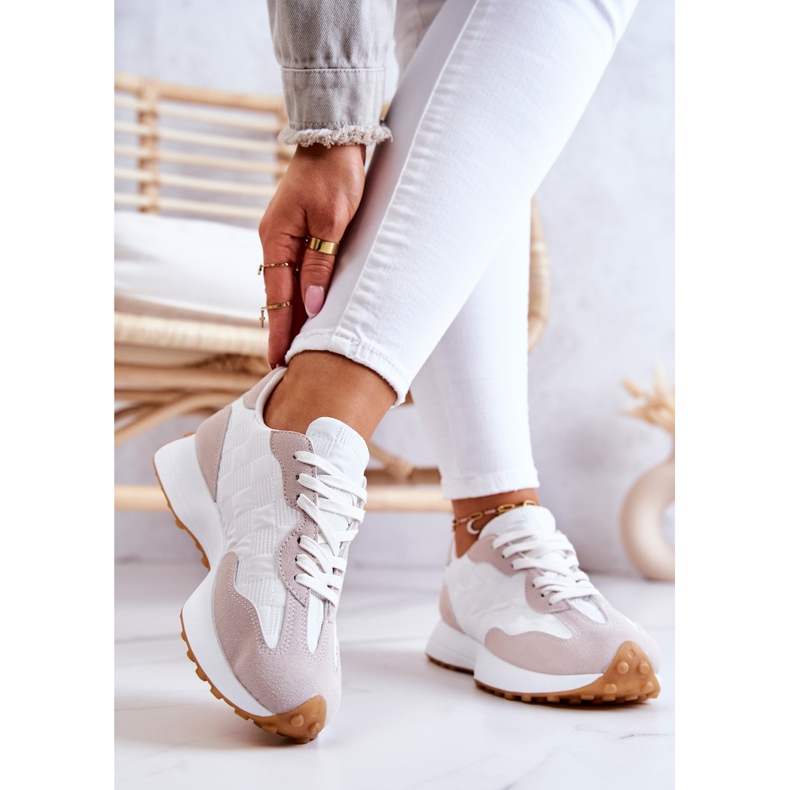 FJ1 Klassiska sportskor, bundna vita och beige Patrice 2