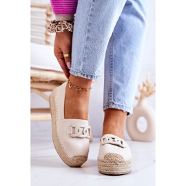 FB2 Klassiska Espadrilles På Beige Julianne Plattform 2
