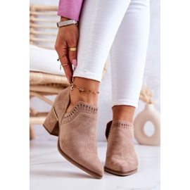 PS1 Mörkbeige Mocka Openwork Cowboystövlar Valerie 2