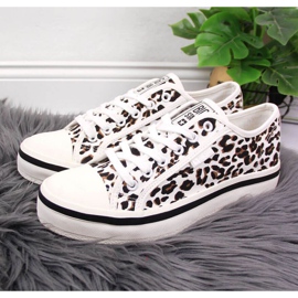 Leopardmönstrade Big Star W JJ274615 vita sneakers brun 2
