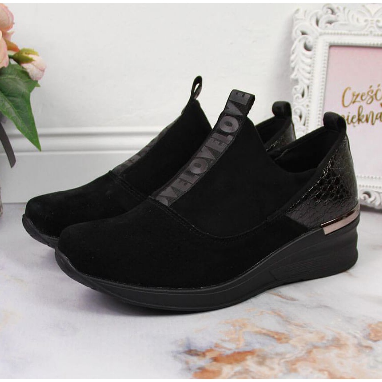 Lädersneakers på en kil Filippo W PAW253A svarta 2